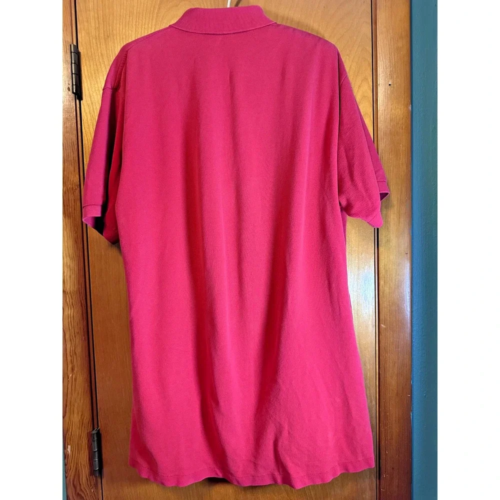 Ralph Lauren Red Polo Shirt With Blue Logo Men's‎ Size L Classic Fit Preppy